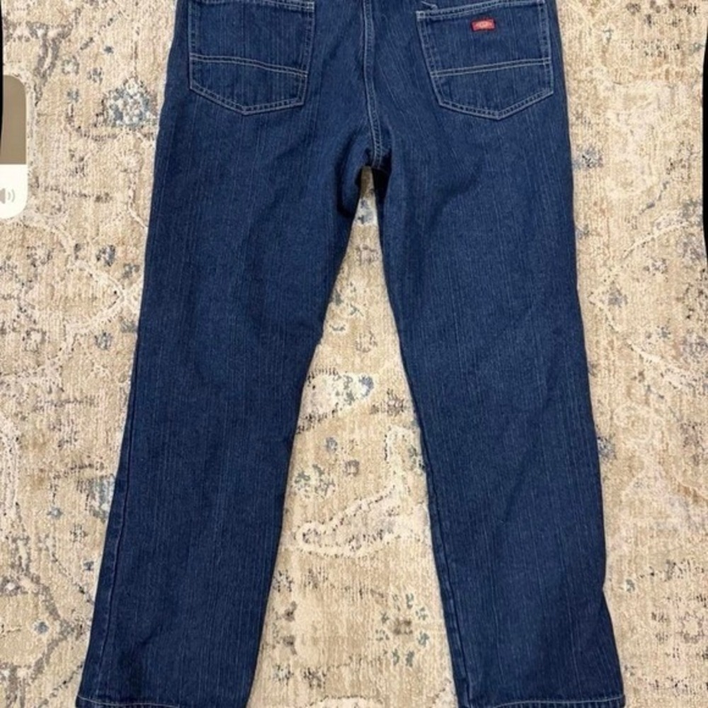 Dickies Flannel Lined Jeans Womens 16R Dark Indigo Blue Plaid Lined Workwear